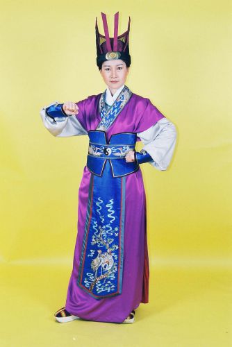 紫緞滾藍繡鶴邊俠士服 CO-86014